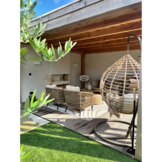 Palermo stoel-bank loungeset met teak tafels 5 personen | aluminium + touw | Sahara Dust | 5-delig