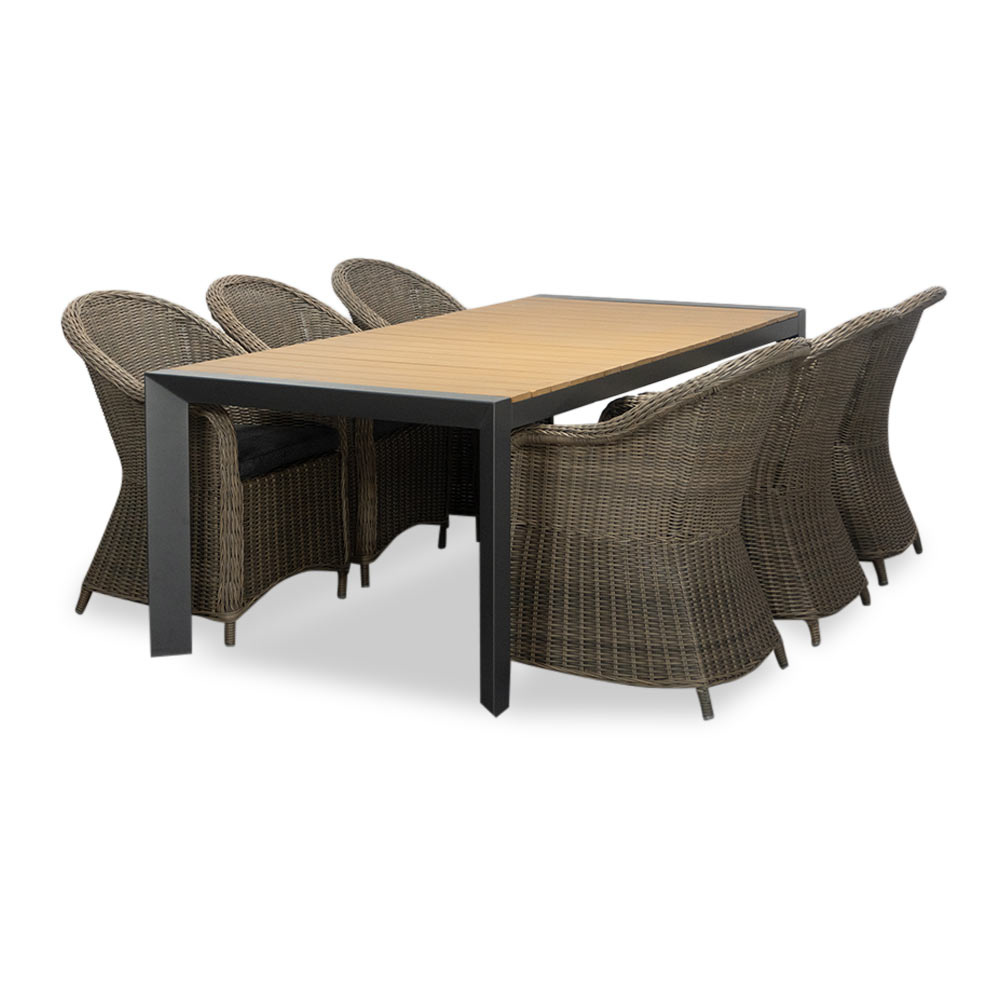 Cortona Natural/Toulouse dining tuinset | 6 personen | polywood + aluminium | 220cm