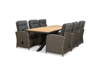Durban/Bilbao dining tuinset | 6 personen | polywood + wicker | 218cm