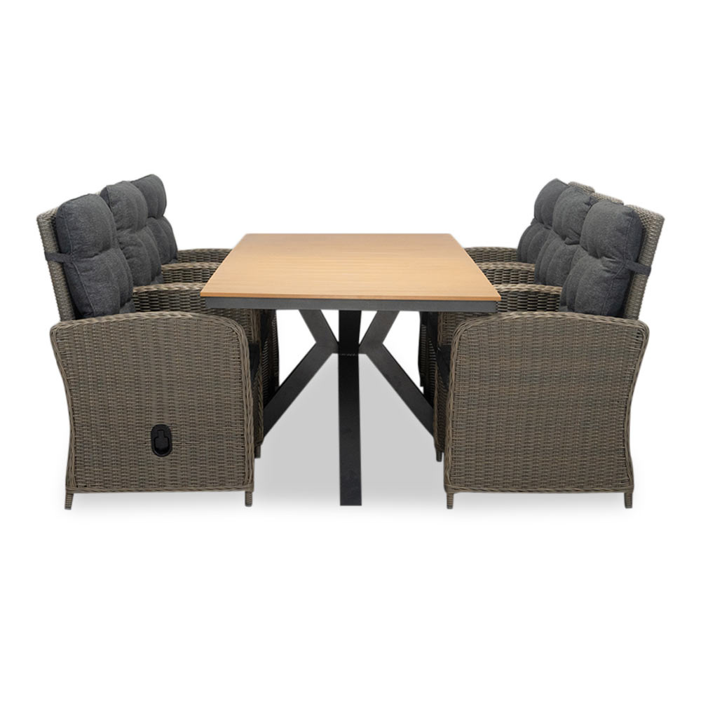 Durban/Bilbao dining tuinset | 6 personen | polywood + wicker | 218cm