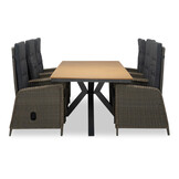 Durban/Rennes dining tuinset | 6 personen | polywood + wicker | 218cm