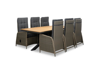 Durban/Rennes dining tuinset | 6 personen | polywood + wicker | 218cm