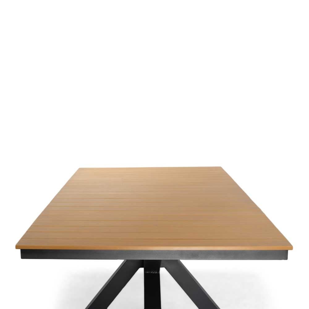 Durban/Carlos Charcoal dining tuinset | 6 personen | polywood + wicker | 218cm