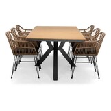 Durban/Lola dining tuinset | 6 personen | polywood + wicker | 218cm