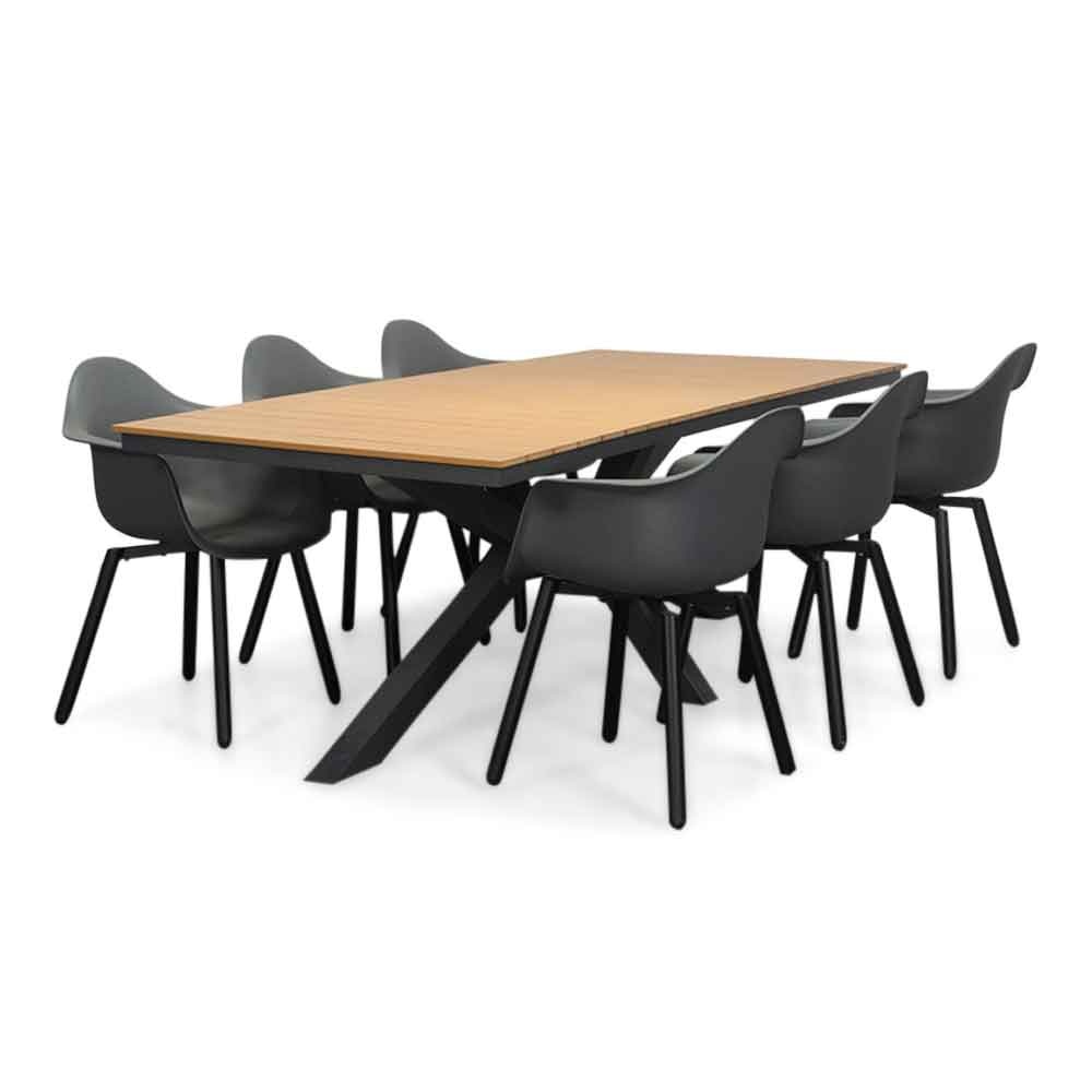 Durban/Montreux dining tuinset | 6 personen | polywood + kunststof | 218cm afbeelding