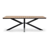 Durban/Portofino zwart dining tuinset | 6 personen | polywood + touw | 218cm