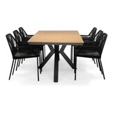Durban/Seville zwart dining tuinset | 6 personen | polywood + touw | 218cm