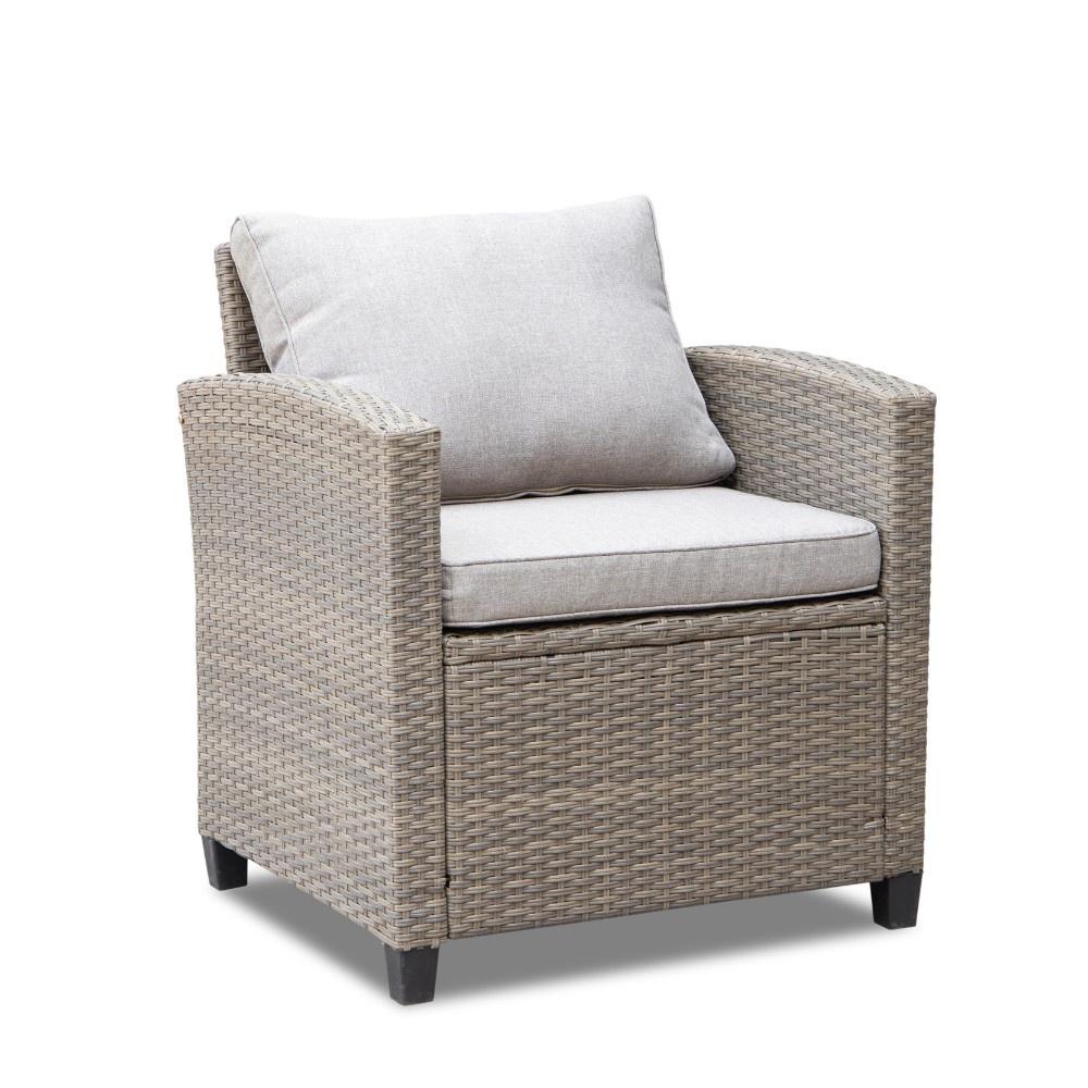 Stockholm stoel-bank loungeset 4 personen | wicker | zand | 4-delig