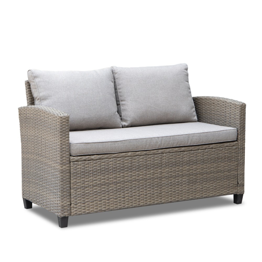 Stockholm stoel-bank loungeset 4 personen | wicker | zand | 4-delig