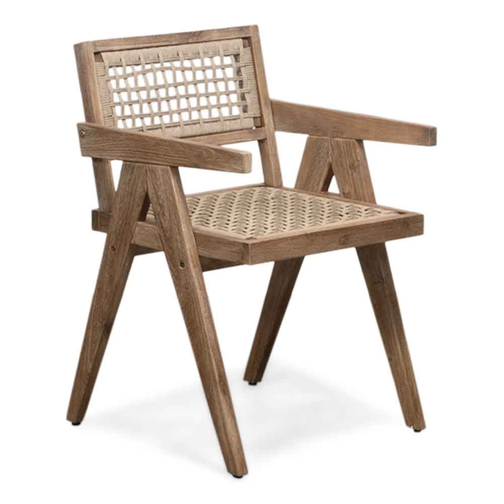 Formia dining tuinstoel | touw + hardhout | zand