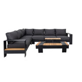 Reims hoek loungeset 6 personen | aluminium + teakhout | antraciet | 5-delig - 307x236cm