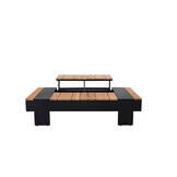 Reims hoek loungeset 6 personen | aluminium + teakhout | antraciet | 5-delig - 307x236cm