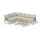 Como hoek loungeset 6 personen | aluminium + polywood | beige | 4-delig - 271x210cm