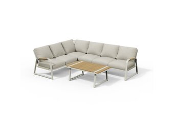Como hoek loungeset 6 personen | aluminium + polywood | beige | 4-delig - 271x210cm