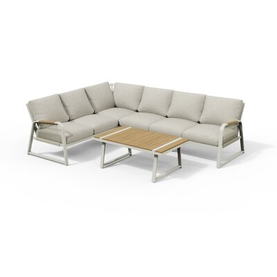 Como hoek loungeset 6 personen | aluminium + polywood | beige | 4-delig - 271x210cm