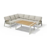Como dining loungeset 6 personen | aluminium + polywood | beige | 4-delig - 271x210cm