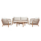 BUITEN living Braga stoel-bank loungeset 4 personen | touw + hardhout | zand | 4-delig