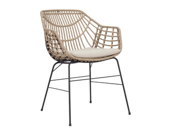 Charlotte dining tuinstoel | wicker + staal | Bamboo taupe