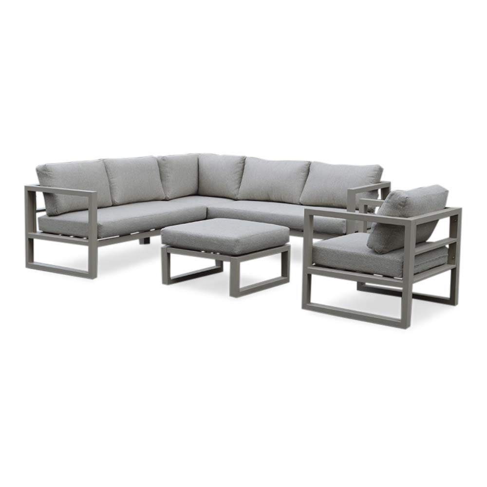 Cordoba hoek loungeset met stoel 6 personen | aluminium | beige | 5-delig - 228x228cm