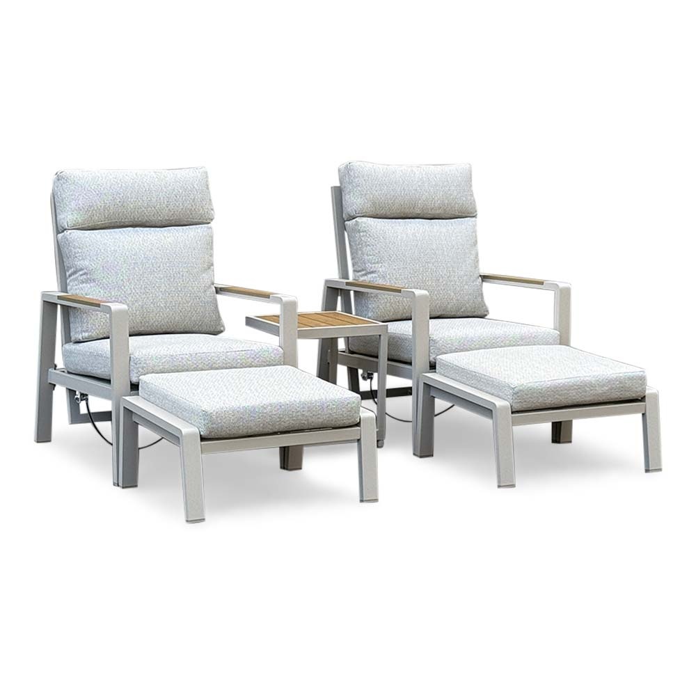 Manhattan lounge balkonset 2 personen | aluminium + polywood | beige | 5-delig afbeelding