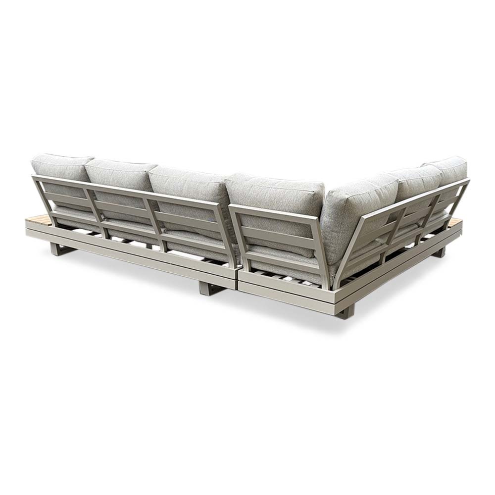 Vegas hoek loungeset-links 6 personen | aluminium + polywood | beige | 4-delig - 311x230cm
