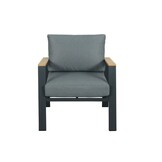 Sydney stoel-bank loungeset 5 personen | aluminium + eucalyptus | antraciet | 3-delig