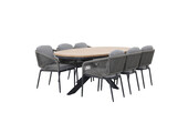 Anna/Savanna dining tuinset | 6 personen | aluminium + touw | 218cm