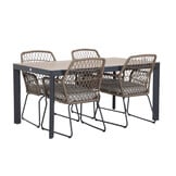 Royan/Anna dining tuinset | 4 personen | aluminium + wicker | 160cm
