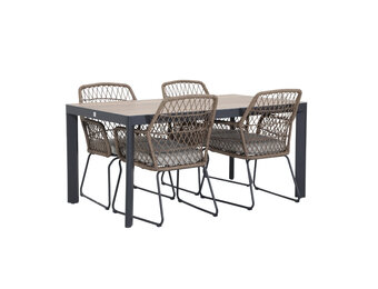 Royan/Anna dining tuinset | 4 personen | aluminium + wicker | 160cm