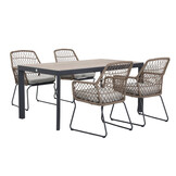 Royan/Anna dining tuinset | 4 personen | aluminium + wicker | 160cm