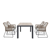 Royan/Anna dining tuinset | 4 personen | aluminium + wicker | 160cm