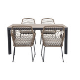 Royan/Anna dining tuinset | 4 personen | aluminium + wicker | 160cm