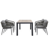 Royan/Savanna dining tuinset | 4 personen | aluminium + touw | 160cm