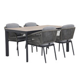 Royan/Savanna dining tuinset | 4 personen | aluminium + touw | 160cm
