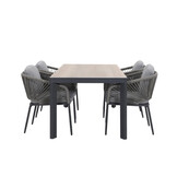 Royan/Savanna dining tuinset | 4 personen | aluminium + touw | 160cm