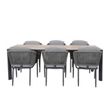 Royan/Savanna dining tuinset | 6 personen | aluminium + touw | 220cm