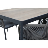 Royan/Savanna dining tuinset | 6 personen | aluminium + touw | 220cm