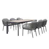 Royan/Savanna dining tuinset | 6 personen | aluminium + touw | 220cm