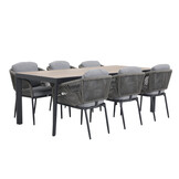 Royan/Savanna dining tuinset | 6 personen | aluminium + touw | 220cm