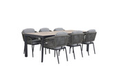 Royan/Savanna dining tuinset | 6 personen | aluminium + touw | 220cm
