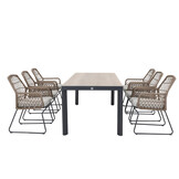 Royan/Anna dining tuinset | 6 personen | aluminium + wicker | 220cm
