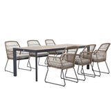 Royan/Anna dining tuinset | 6 personen | aluminium + wicker | 220cm