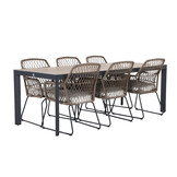 Royan/Anna dining tuinset | 6 personen | aluminium + wicker | 220cm