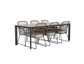 Royan/Anna dining tuinset | 6 personen | aluminium + wicker | 220cm