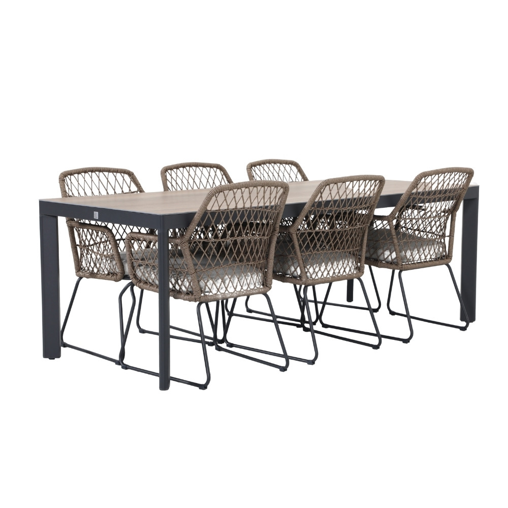 Royan/Anna dining tuinset | 6 personen | aluminium + wicker | 220cm