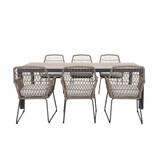 Royan/Anna dining tuinset | 6 personen | aluminium + wicker | 220cm