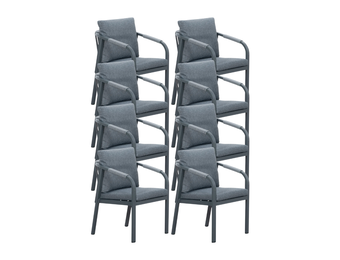 Calgary dining tuinstoel set van 8 | touw + aluminium | antraciet