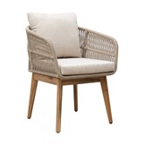 Rochefort dining tuinstoel | touw + hardhout | zand