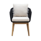 Rochefort dining tuinstoel | touw + hardhout | zwart