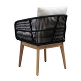 Rochefort dining tuinstoel | touw + hardhout | zwart
